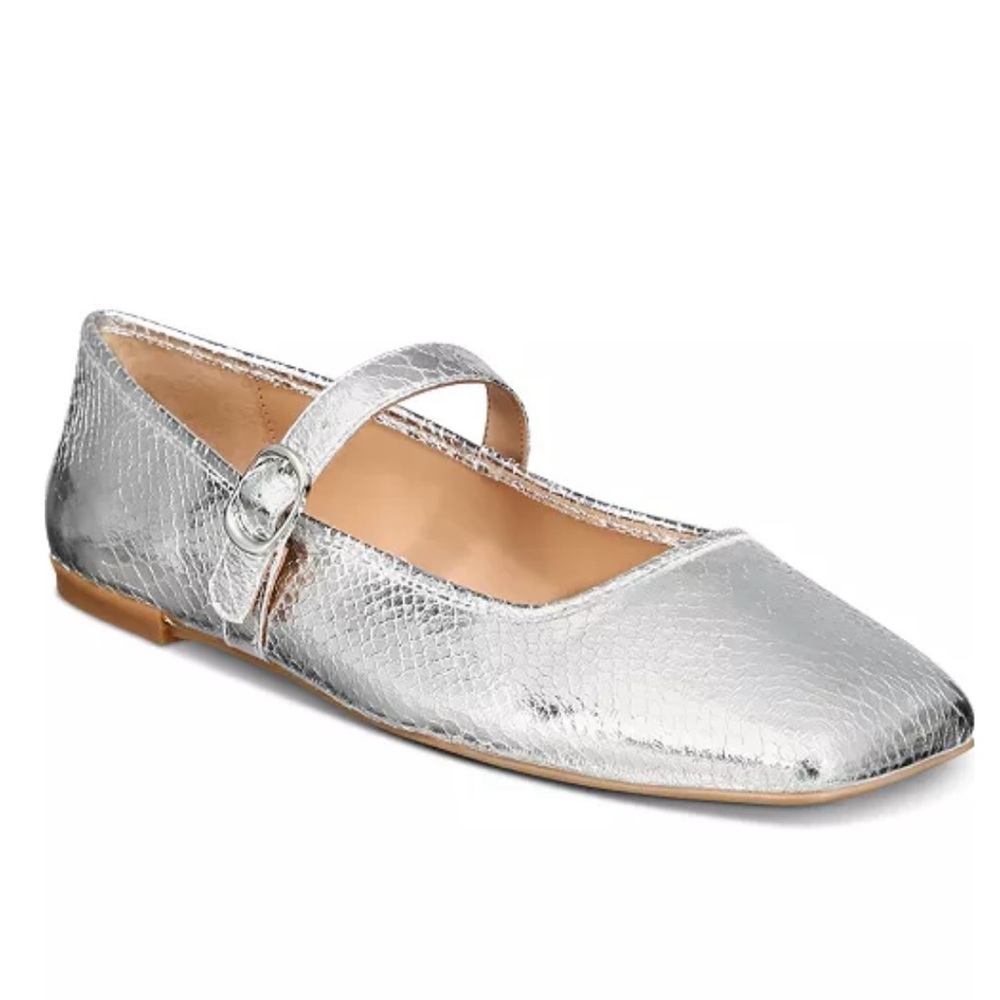 INC Jadis Square Toe Metallic Metallic Mary Jane Ballet Flats size 9.5